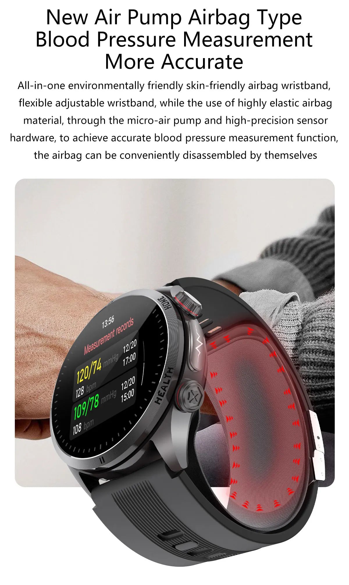 2026New NFC Health Smart Watch Men Air Pump+Air Bag Precise Blood Pressure Fat Measurement Voice Call SmartWatch For Android IOS