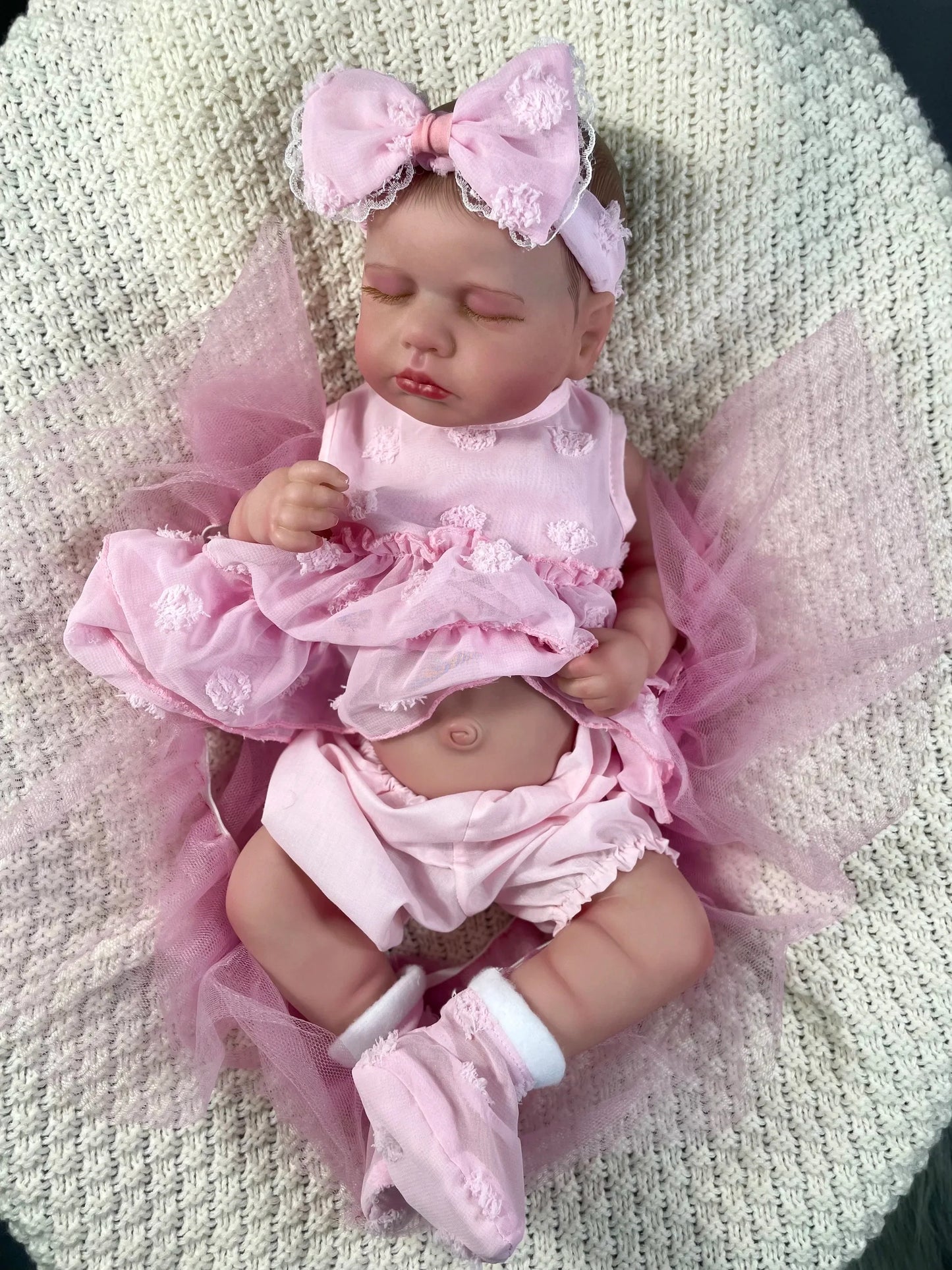 MRB 20 Inch Full Body Vinyl Reborn LouLou Girl Washable Reborn Baby Doll Adorable Reborn Toys Birthday Christmas Gift