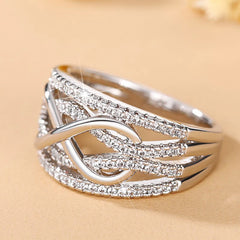 Fashion Infinite Love Rings for Women Full Bling Iced Out Cubic Zirconia