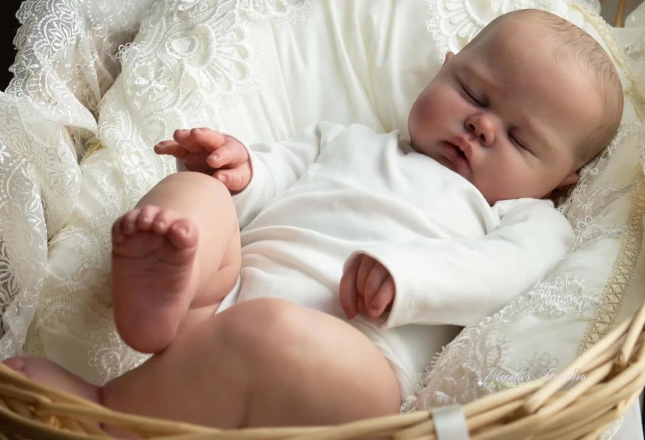 19 Inch Pickle Boy Reborn Toddler Doll Lifelike Sleeping Figure Soft Cloth Body Hand-Painted Hair Cuddly Baby Toy for Collectors