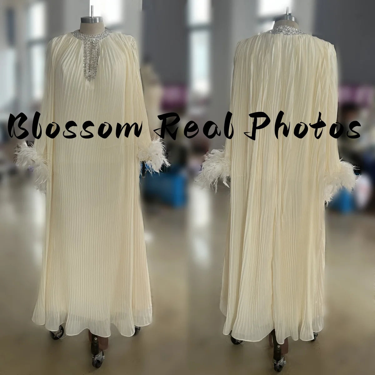 Homecoming Dresses: Prom Dresses Long Sleeves Chicken Feathers Formal Party Gown