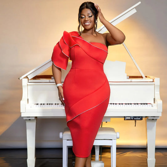Evening Dresses: Plus Size Womens Dresses Sloping Neckline Elegant Cocktail Party