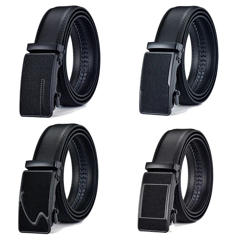 2023 New  cow genuine leather men's belt cowhide strap for male automatic buckle belts for men black buckle belts