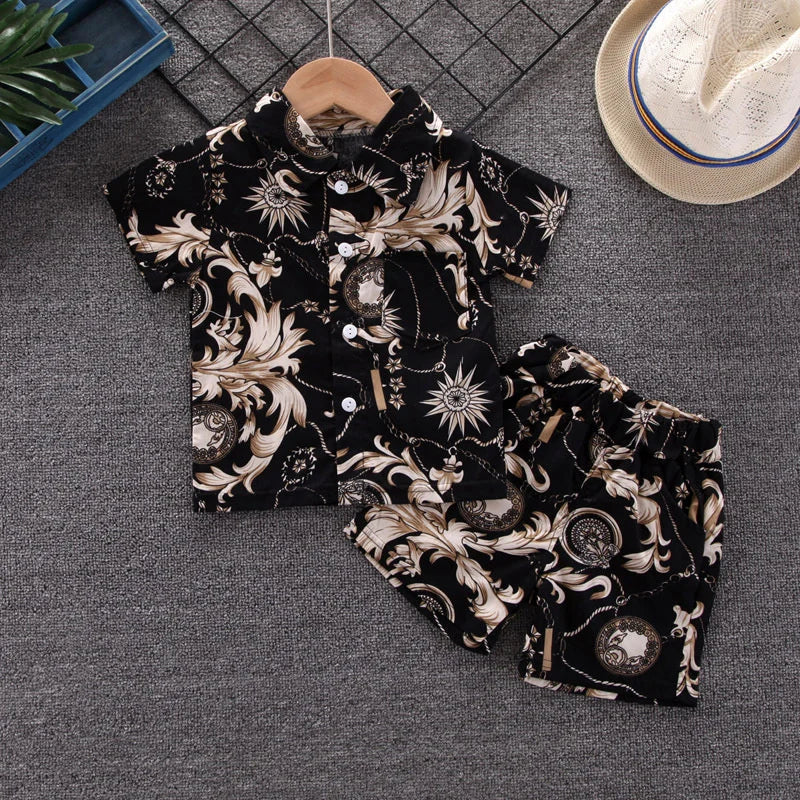 New Summer Baby Clothes Set Children Boys Short Sleeved Suit Shirt Shorts 2Pcs/Sets Kids Clothing Set Toddler Casual Cotton Cost