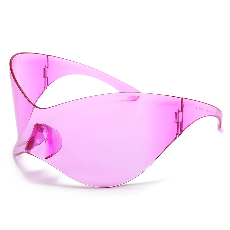 Y2K Sunglasses Women Fashion Silver Oversized Face Mark Shades Reflective Personal Sun Glasses for Cycling Travel