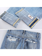 Cargo Jeans Woman Denim Ripped Pants Femme Loose Trousers