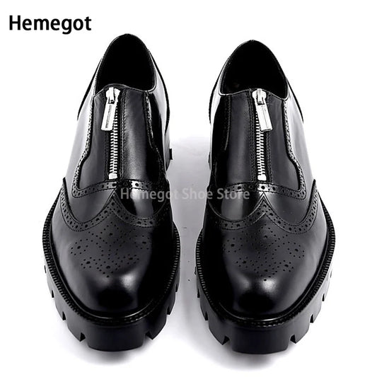 Men's Genuine Leather Oxford Shoes Classic Slip On Office Dress Wedding Brogue Pointed Toe Business Formal Shoes for Men