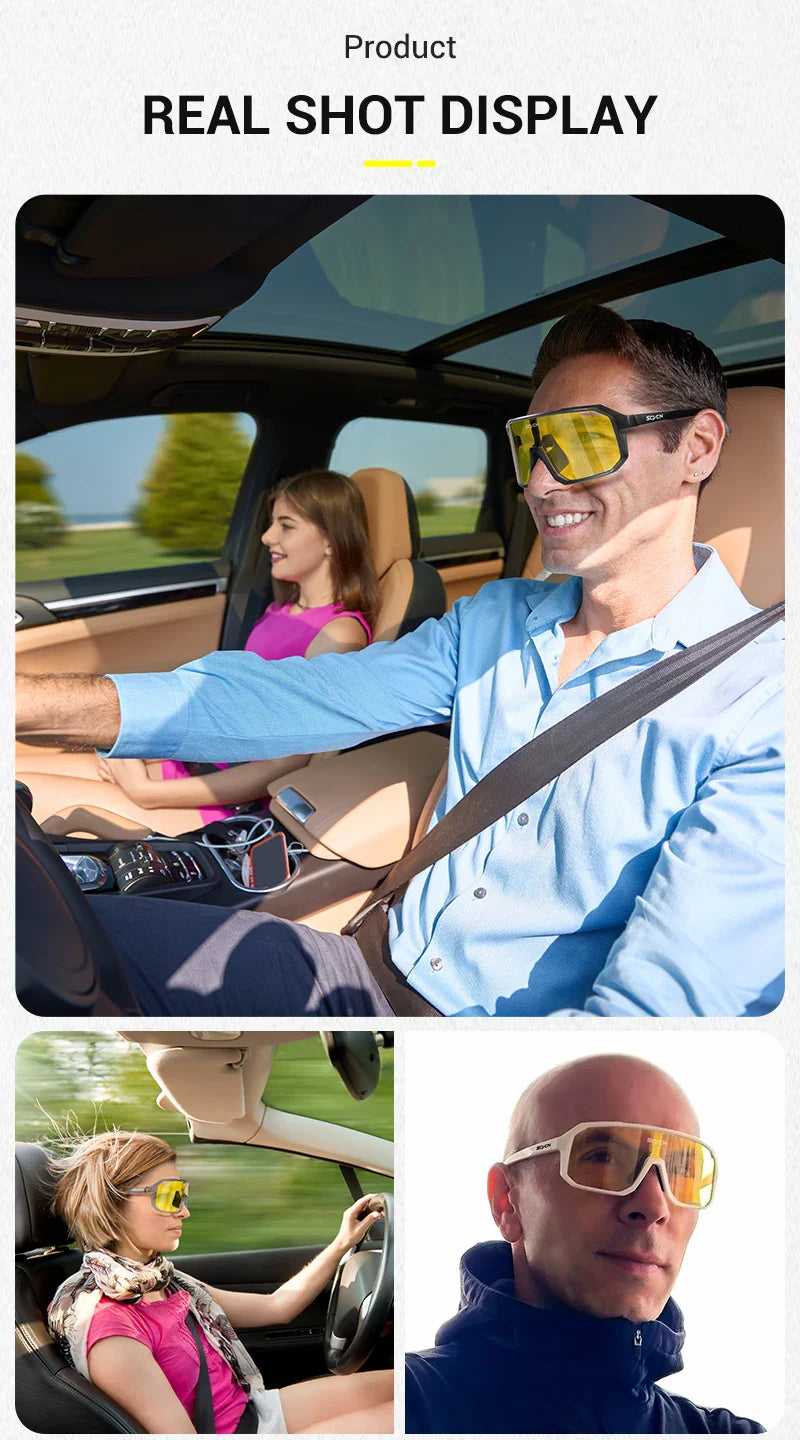 SCVCN New Yellow Polarized Cycling Sunglasses Men Bike MTB Driving Glasses Women Outdoor Sports Hiking Fishing UV400 Glasses