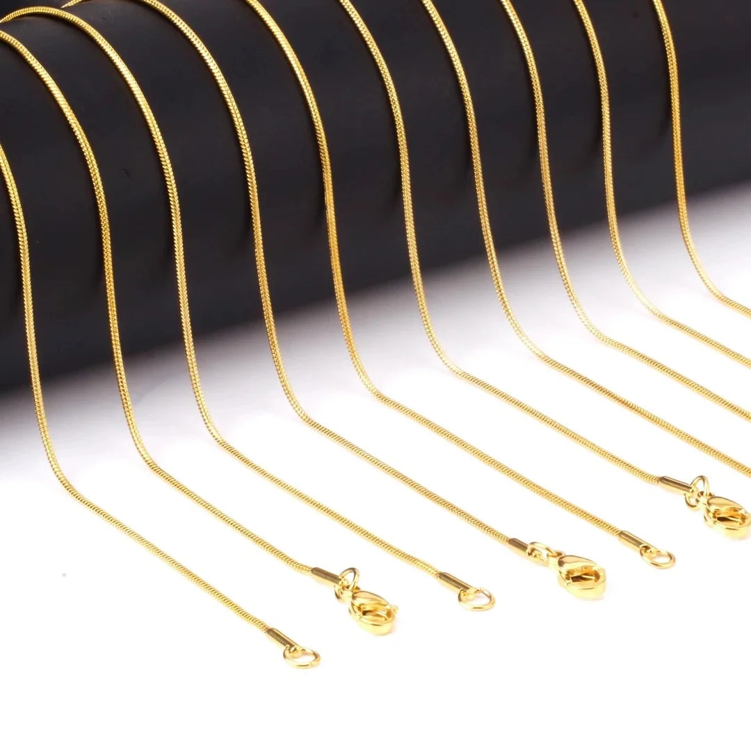 1MM/2MM/3MM Round Snake Chain Necklace For Women Men Gold Color Stainless Steel Herringbone Choker Fashion Jewelry Gift