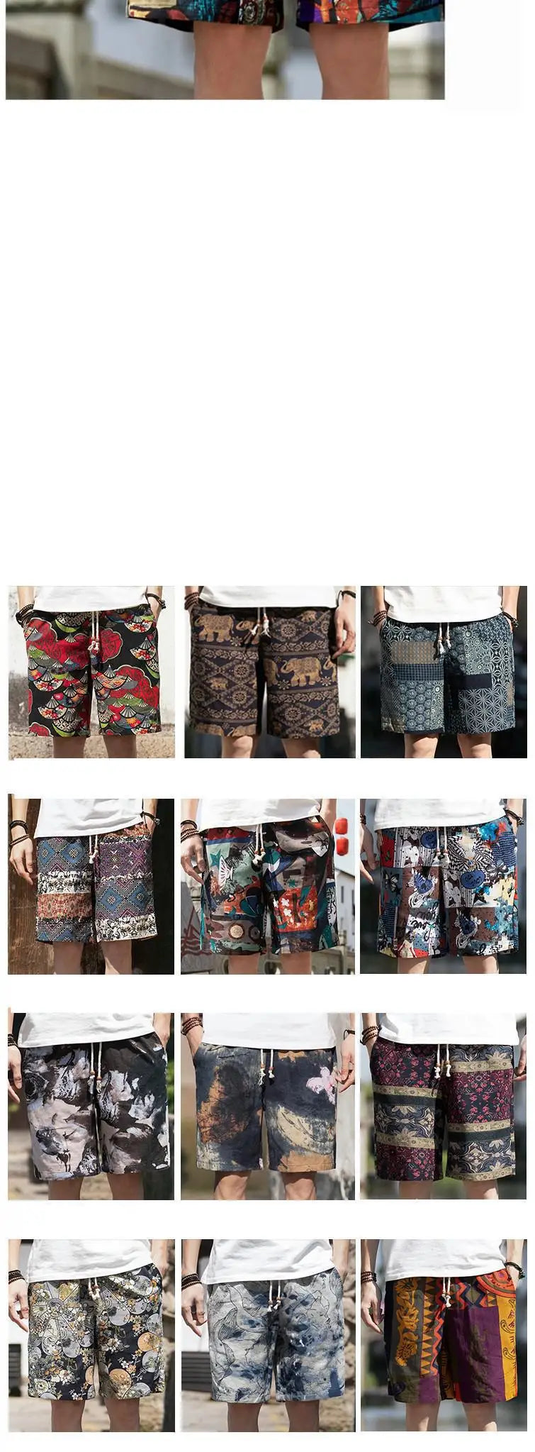 2026 Summer New Boutique Flower Cotton Linen Men's Casual Beach Shorts Men's Comfortable Breathable Leisure Shorts Male XXXXXL