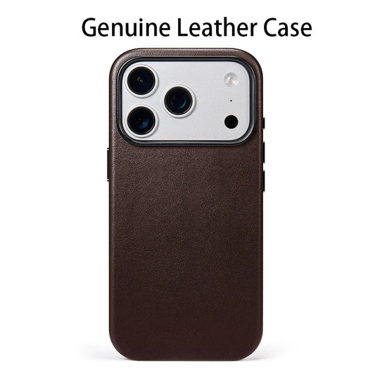Soft Genuine Leather Case for iPhone 17 Pro Max Quality Business Case for iPhone 17 Pro Magnetic Charging Phone Back Cover