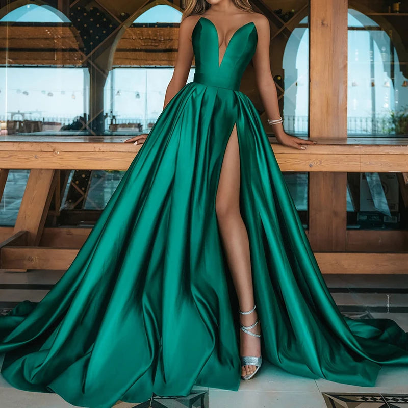 Evening wear Dresses: Wedding Dress Chic Women Luxury Gowns Fold Party Dress
