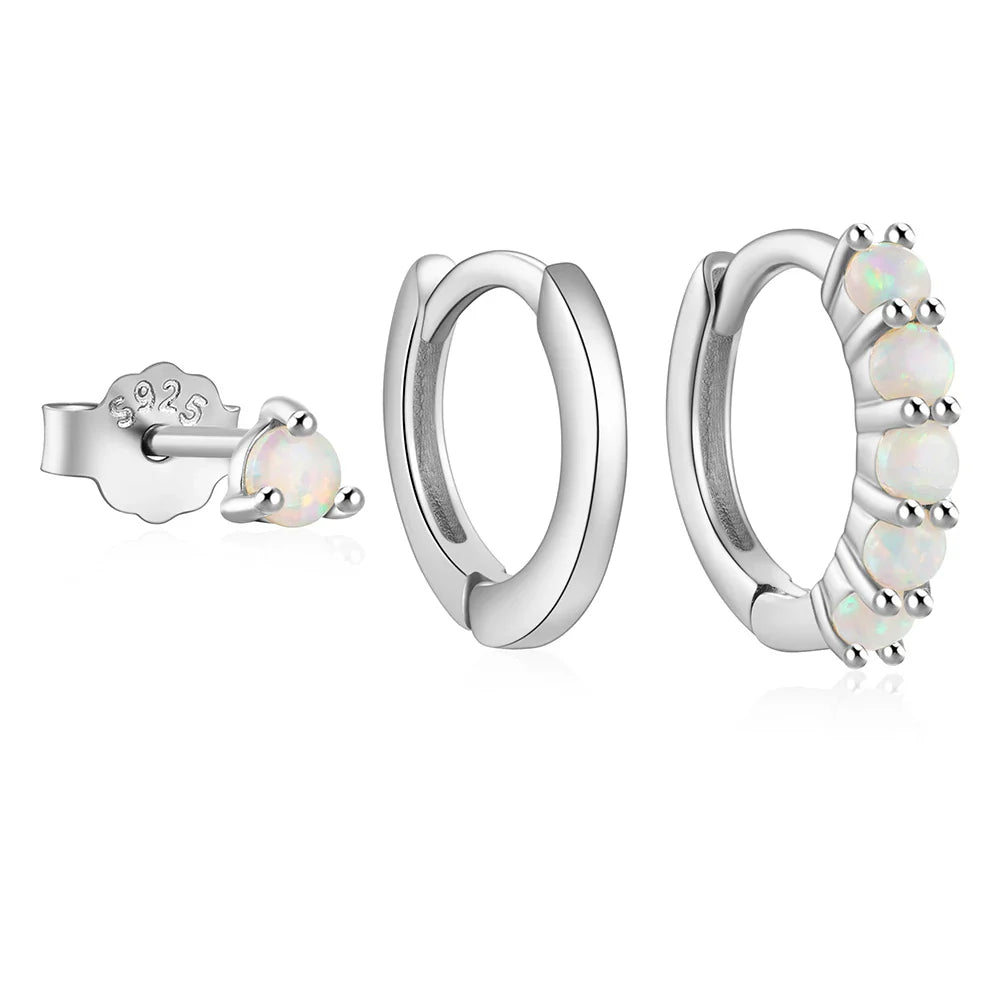 ROXI 925 Sterling Silver 3PCS DIY Hoop Earring With Piercing Stud Earring Set Women Men Party Wedding Jewelry Set pendientes 925