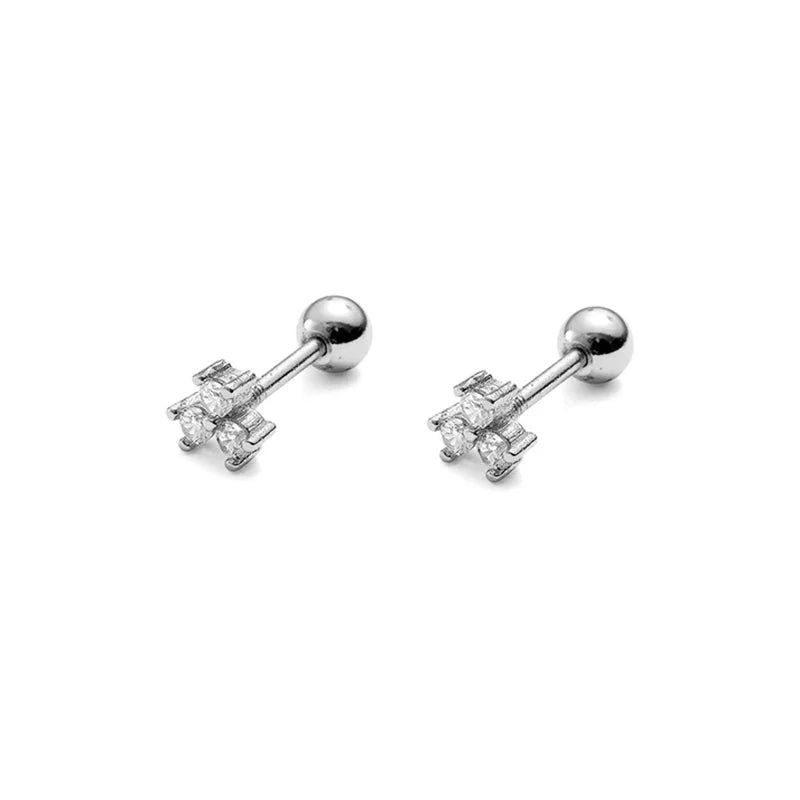 WANTME 925 Sterling Silver Fashion Love Butterfly Romantic Star Crown Screw Stud Earrings for Women Ear Bone Piercing Jewelry