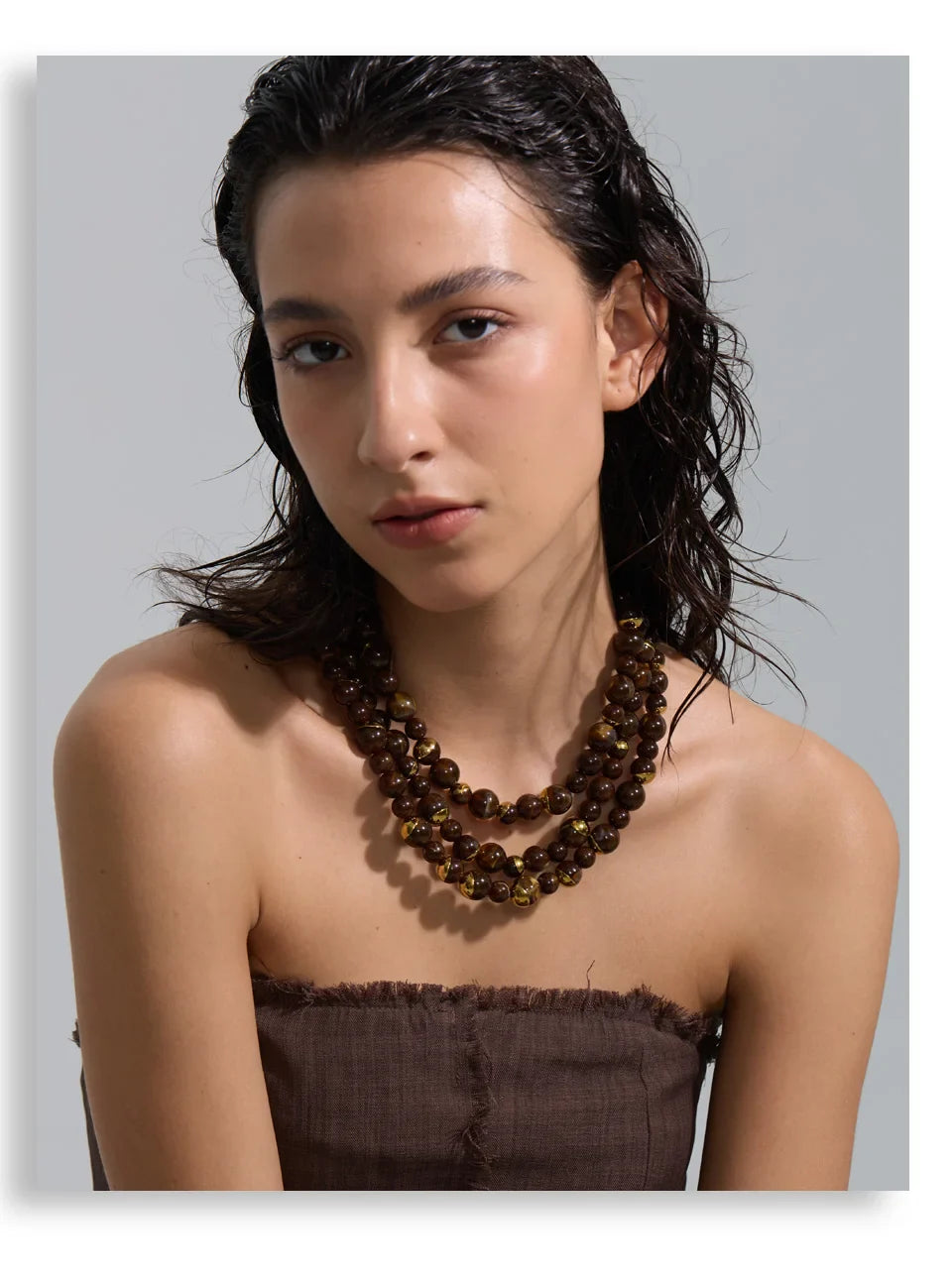 Yhpup Arrivals Handmade Jewelry Simulated Pearls Round Beads Chain Layered Necklace Earrings Stainless Steel Flower Chic Jewelry