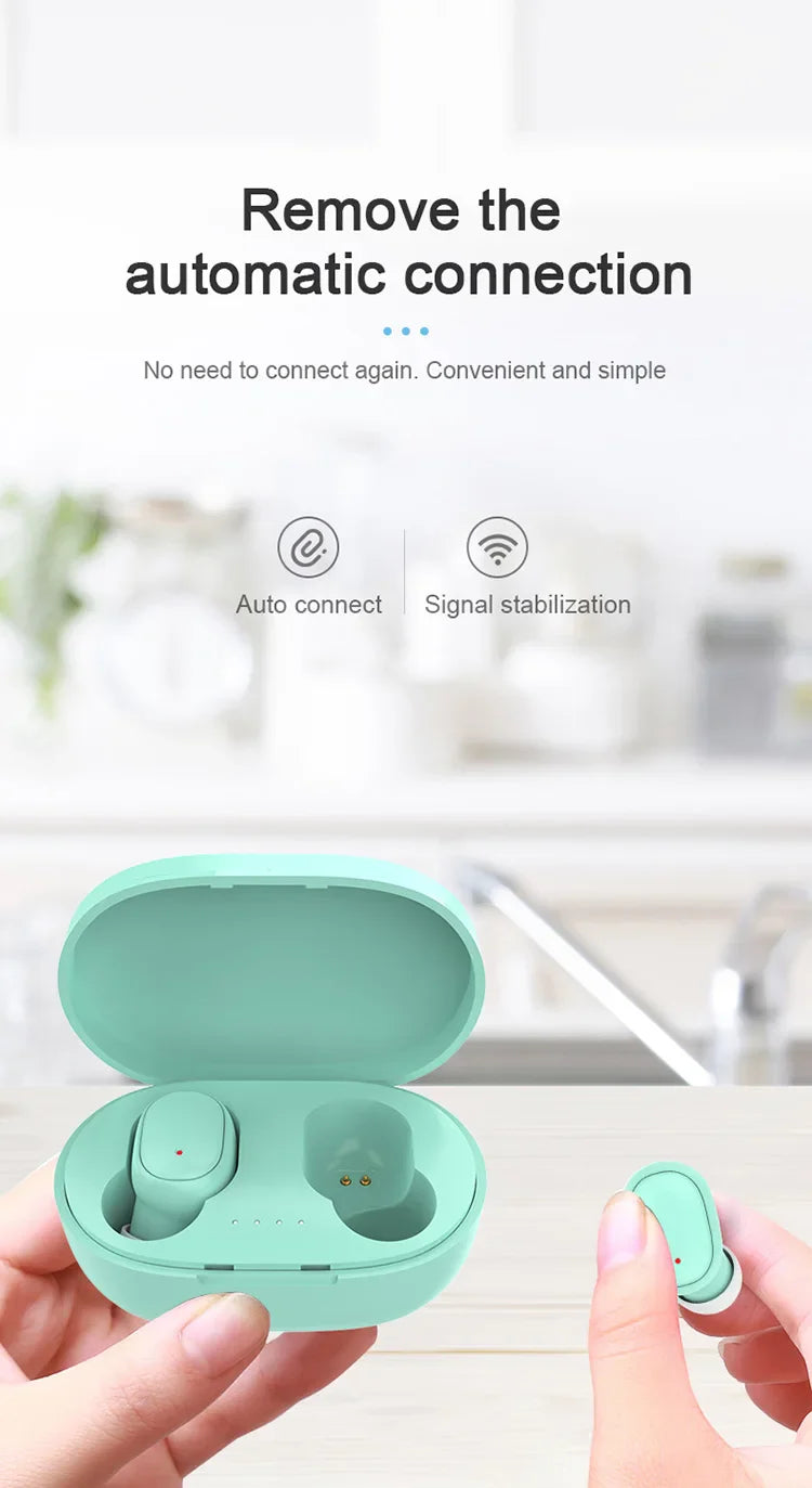 A6S, TWS Wireless Bluetooth Headphone, Stereo Headset, Sports Earbuds, Microphone with Charging Box, Smartphone