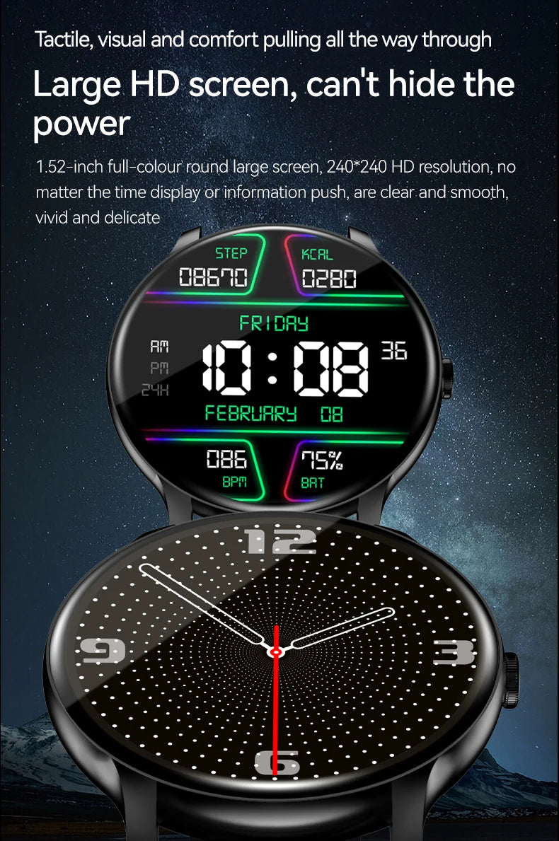 LAXASFIT 2025 New Smart Watch 1.52inch HD Full Touch Scree Bluetooth Dial and Answer Smartwatch Men and Women Christmas Gifts