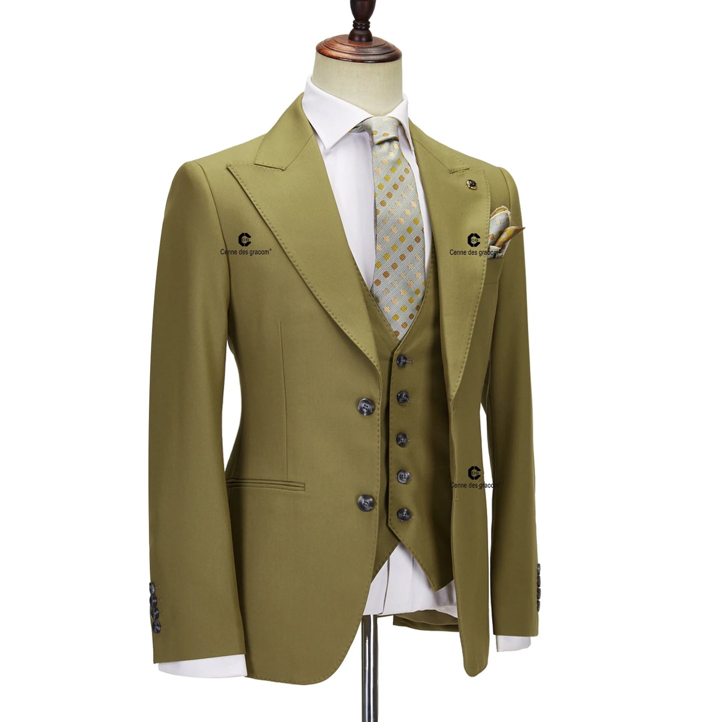 Tuxedo for Mens: Classic Fit 2 Button Formal Suits for Men Solid Color Blazer Vest Pants