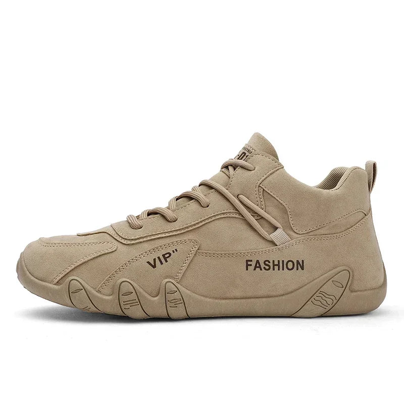 Waterproof Sneakers Lace Up Leather Casual Sneakers for Men Casual Motorcycle Shoes Waterproof Leather Ankle Boots for Men