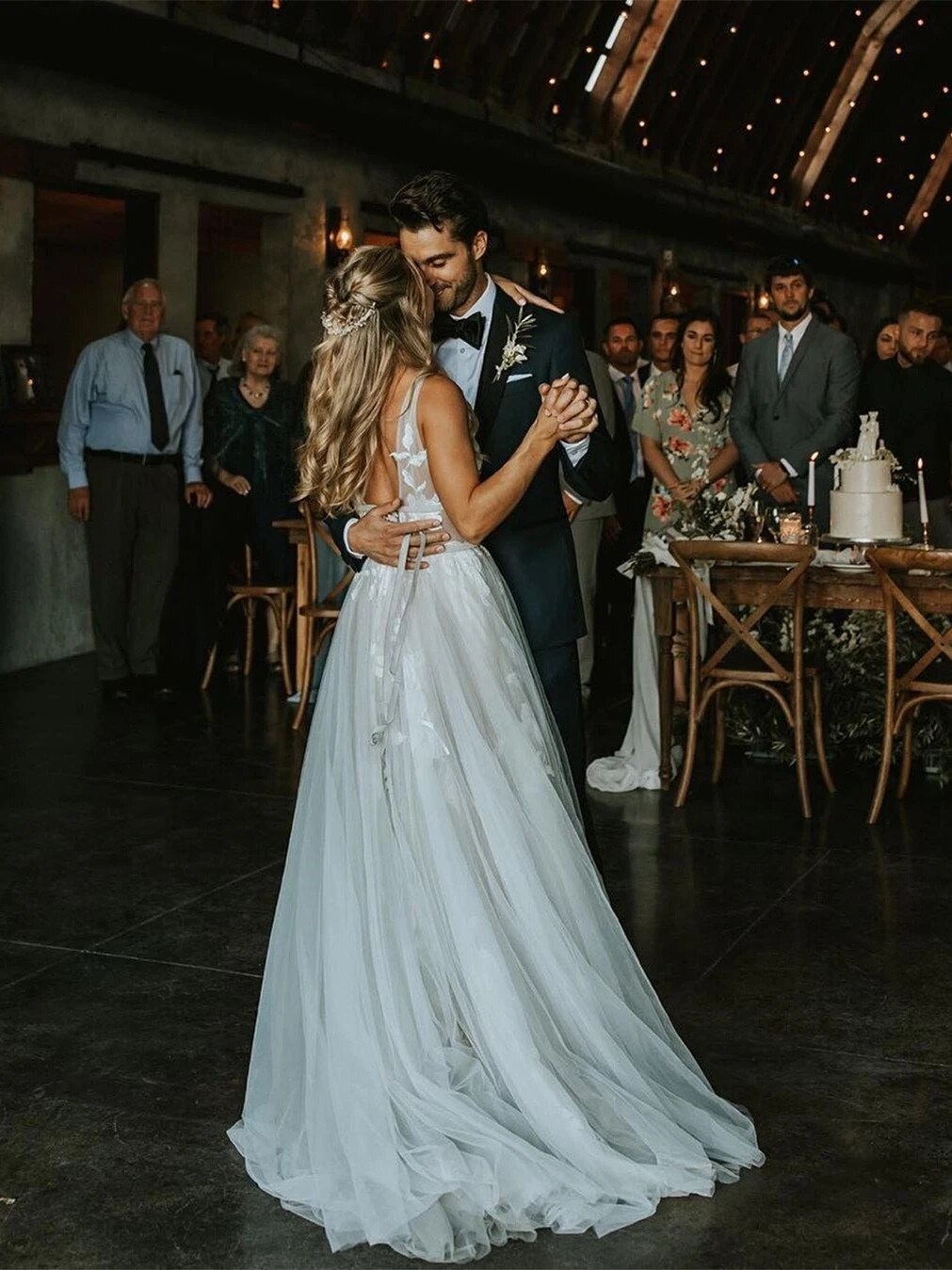 White Bridesmaid Dresses: Wedding Dress Boho A-line Backless Elegant Floral Appliques