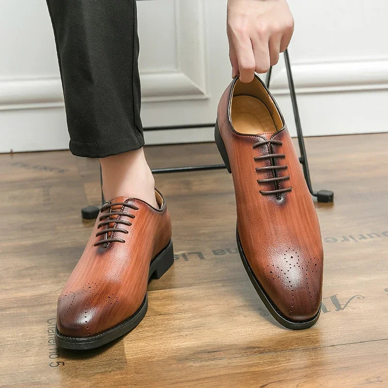 Men Formal Shoes Trendy Stylish Daily Brogue Carving Casual Shoes For Young Adults