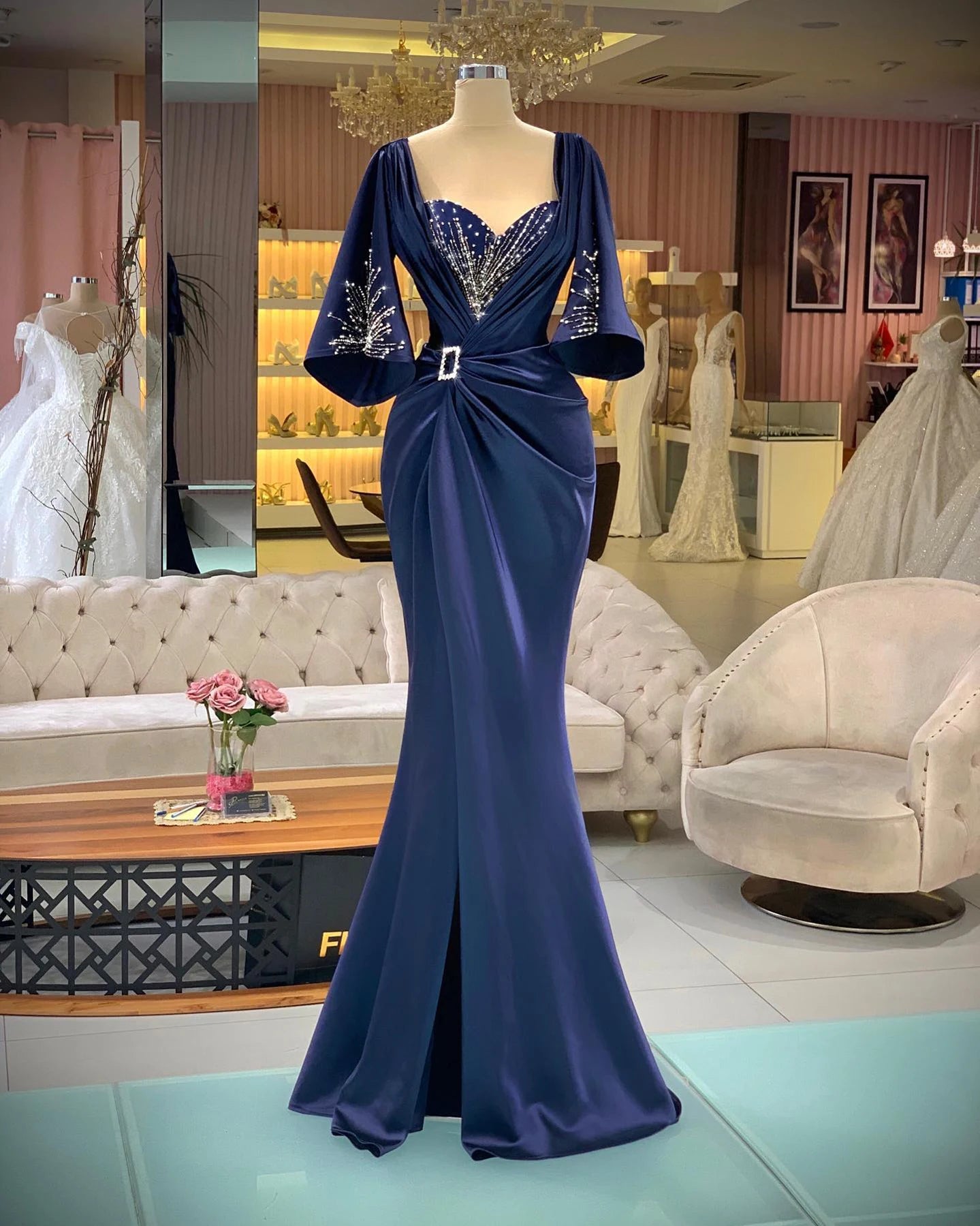 Homecoming Dresses: Prom Gown Mermaid Slit Long Evening Dresses