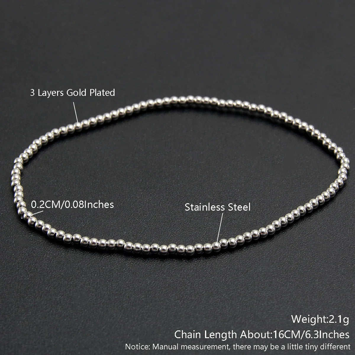 MHS.SUN Trend Stretch Stainless Steel Bracelets Gold Sliver Color 2MM 5MM 8MM Stacked Ball Beaded Bracelet For Women Men Jewelry