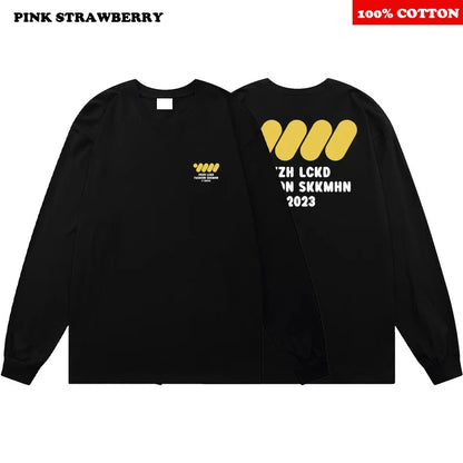 American Casual White T-shirt Men's Autumn 2025 New 100% Cotton Oversize Long sleeved Sports Gym T-shirt Y2k Tops Men clothing