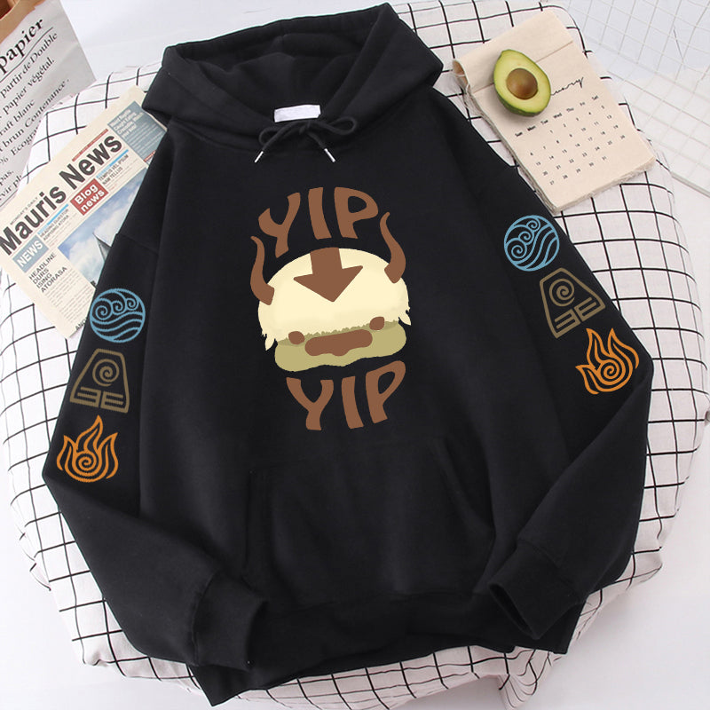Avatar The Last Airbender Hoodie Men Women Appa YIP Letter Print Long Sleeve