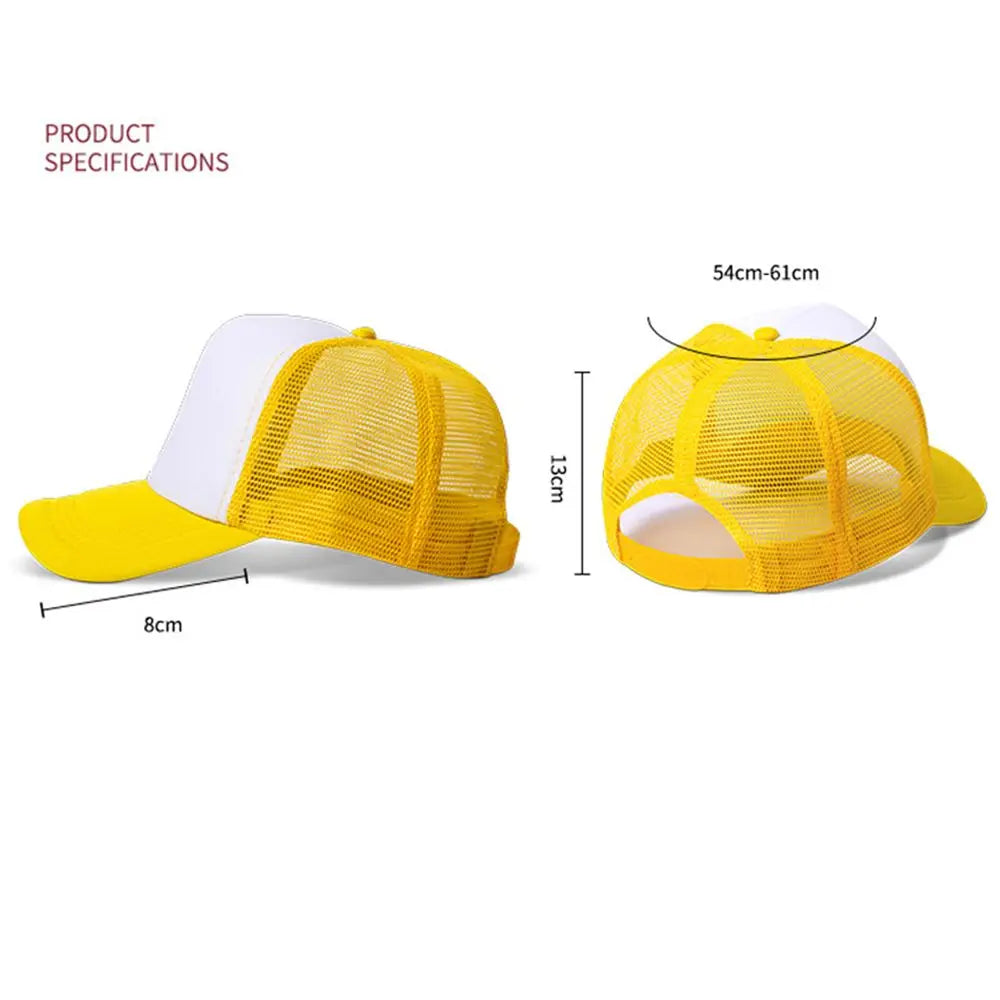 Fashion Unisex Plain Baseball Cap Adjustable Trucker Baseball Cap Snapback Mesh Curved Mens Womens Sun Summer Hat