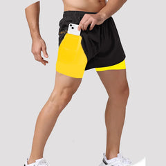 Men Running Shorts Gym Sports Shorts 2 In 1 Quick Dry Workout Training Gym Fitness