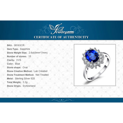 Princess Diana Created Blue Sapphire 925 Sterling Silver Engagement Ring