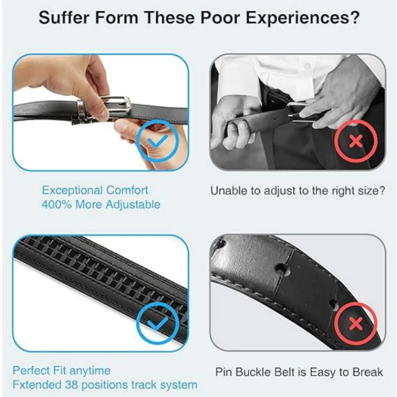 OYIFAN Automatic Buckle Belt for Men, High Quality Genuine Leather Belt, Adjustable Ratchet Belt Fashion Designer Belt Men