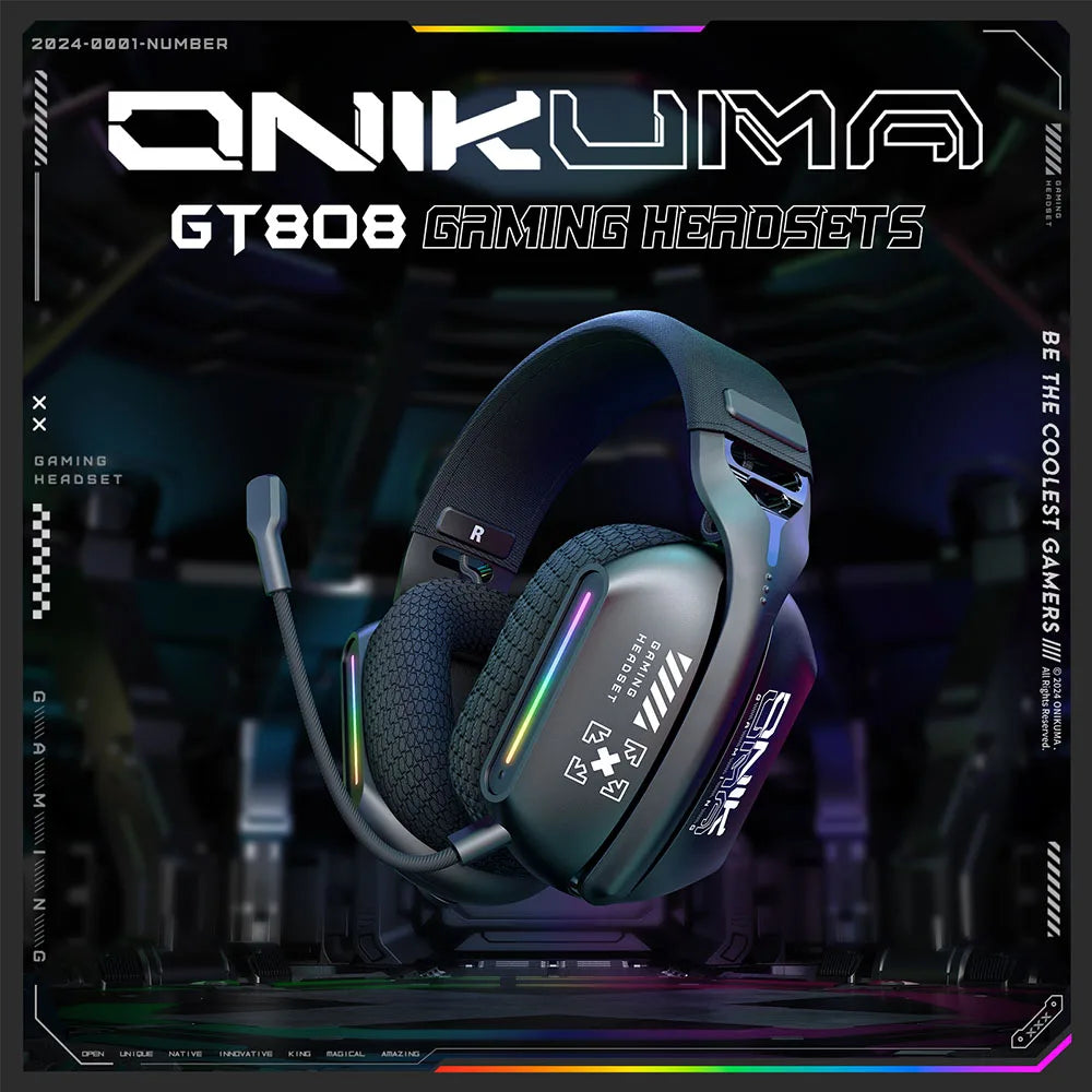 ONIKUMA Wireless Gaming Headset: 2.4G/Wired/Bluetooth 3 Modes, Bendable HD Mic, Soft Ear Pads, Immersive Sound for PC/PS4/5