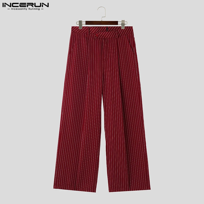 Korean Style Men Pantaloons Fashion High Waist Stripe Long Pants