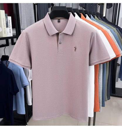 100% pure cotton men's short sleeved polo shirt hot selling summer fashionable horse logo embroidery classic Paul casual T-shirt