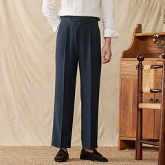 British Wide Leg High Waisted Long Men's Pants Loose Casual Trouser