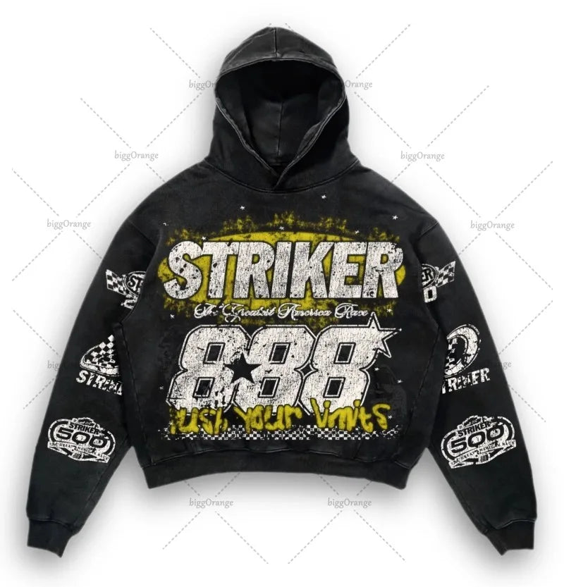 American High Street Fashion Brand Clothing Men Y2k Gothic Punk Letter Print Pullover