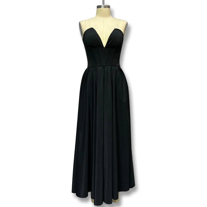Evening wear Dresses: Sleeveless Strapless Elegant Wedding Prom Dress for Women