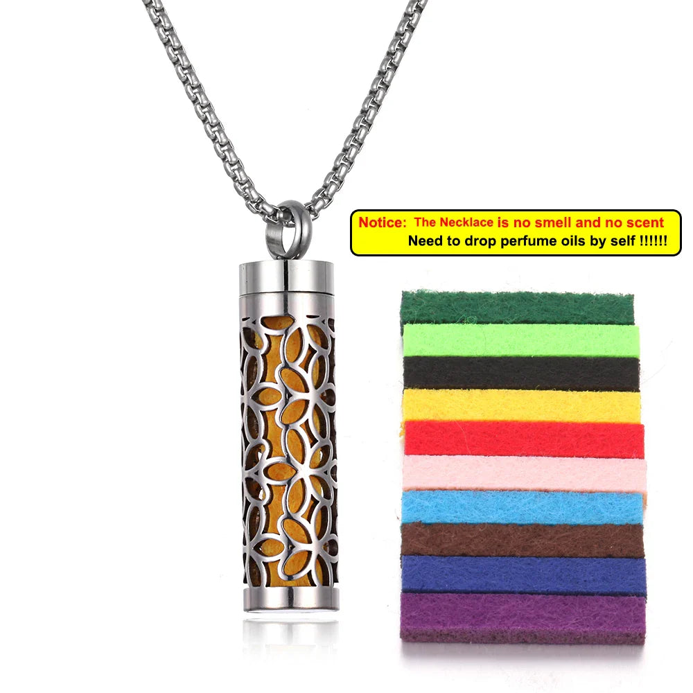 Long Strip Stainless Steel Aromatherapy Necklace Perfume Diffuser Essential Oil Diffuser Pendant Necklace Jewelry Accessories