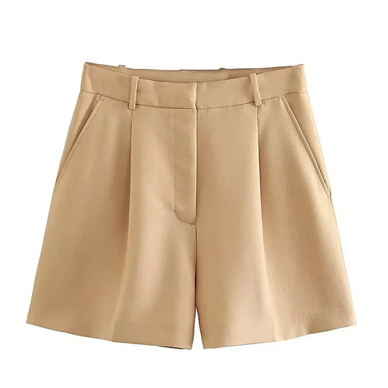 HXAO Female Shorts Black Pink Shorts Woman Summer 2024 Pleated Baggy White Shorts For Women Casual High Waist Short Pants