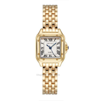 2025 Luxury Women's Fashion Square Watches Gold Alloy Strap Ladies Quartz Wristwatches Qualities Female Roman Scale Clock