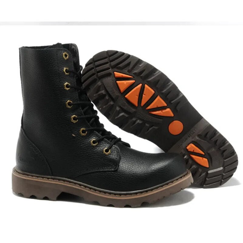 Men Boots Genuine Leather Desert Combat Army Boots Outdoor Hiking Boots Men