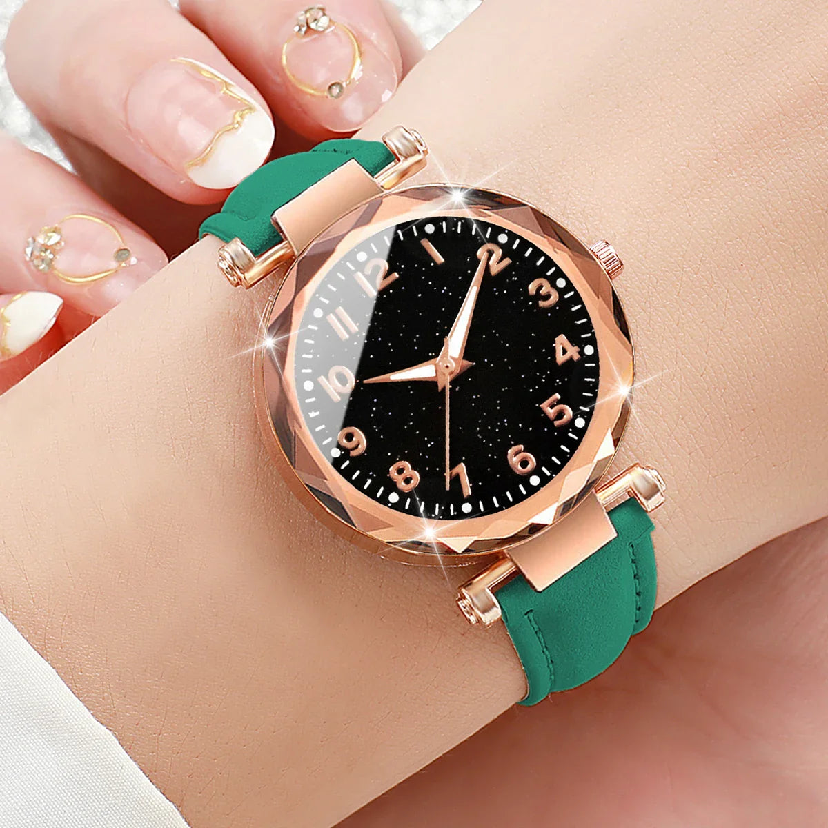 Fashion Arabic Dial Women Quartz Watch Casual Leather Strap Wristwatches for Ladies Clock Reloj Mujer（Without Box）