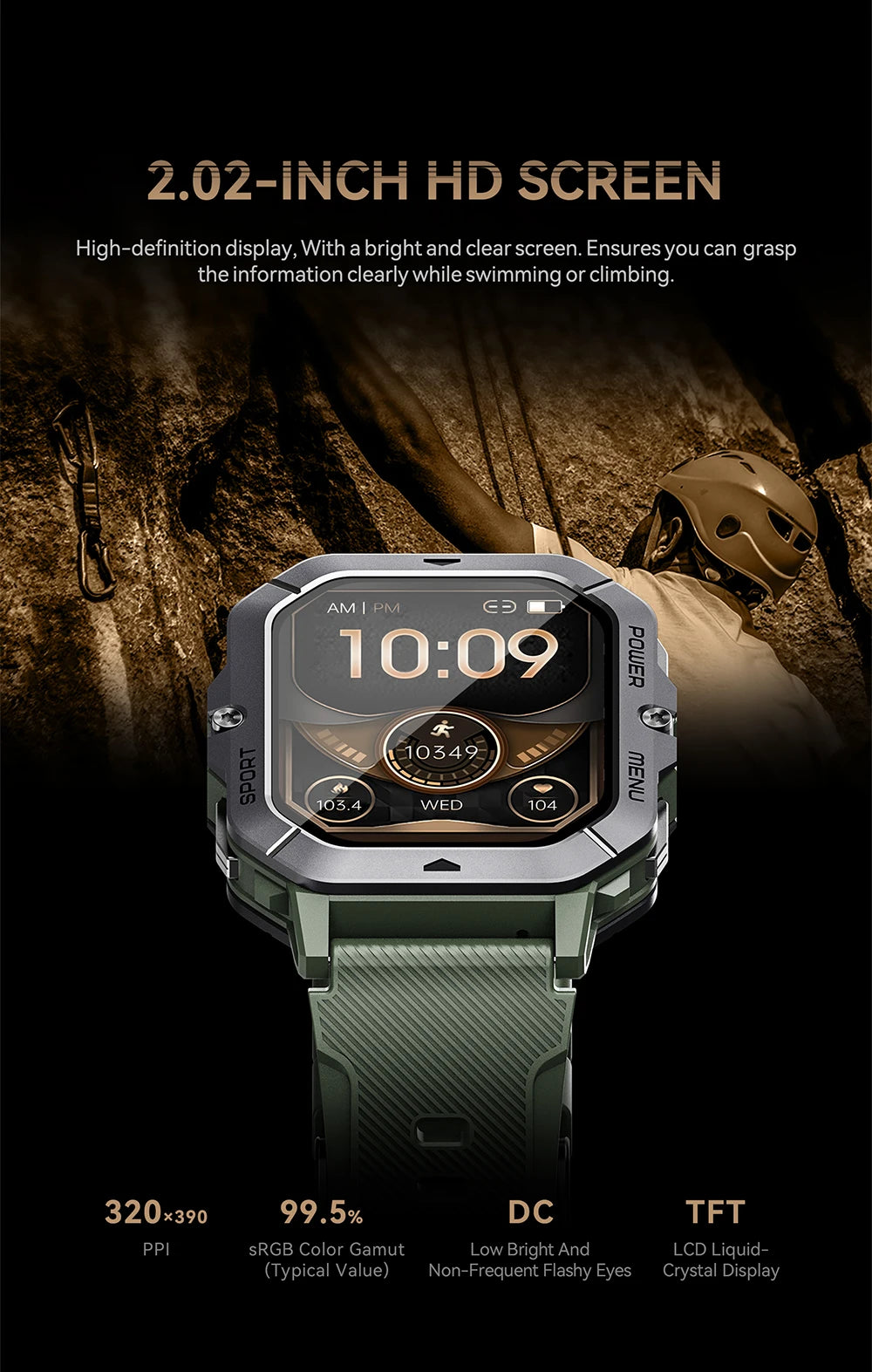 CUBOT C28 Waterproof Smart Watch Men 2.02 Inch Fitness Tracker Sport Wrist Smartwatch For Android IOS Bluetooth Call