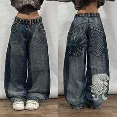 Baggy Jeans Y2K Street Fashion Hip Hop Popular Gothic Casual Joker Wide-leg Pants