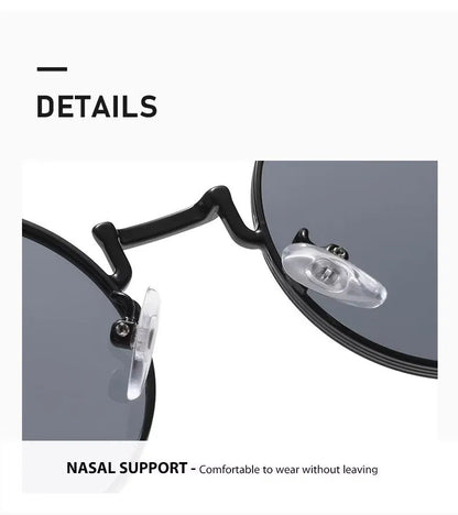 Personality Metal Round Myopia Sunglasses Driving Riding Outdoor UV400 Resistant Party Gatherings Eyeglasses 0 TO -4.0