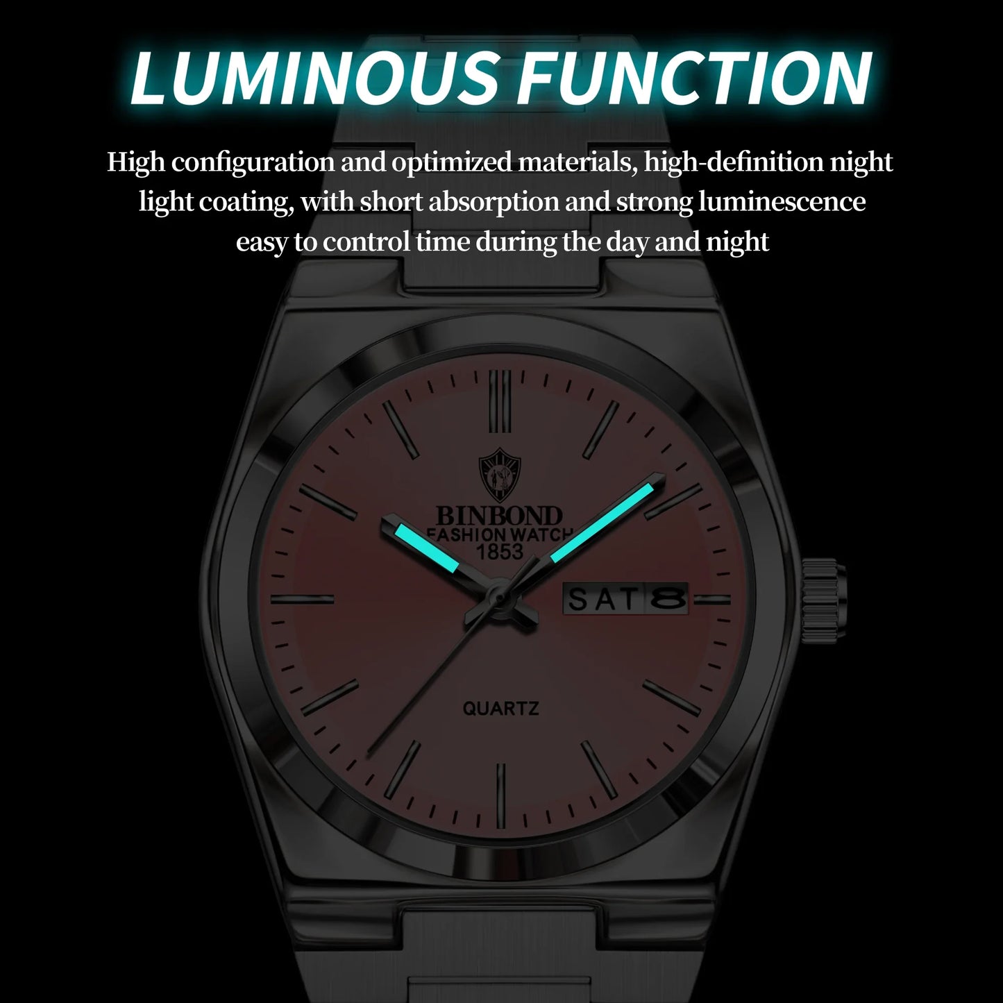 BINBOND 103 Business Women's Quartz Watch Waterproof Double Calendar Night Light Non Mechanical Ultra Thin Women's Quartz Watch