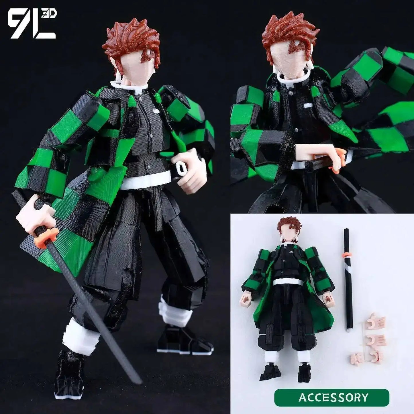 9L3D Printed Demon Slayer AKAZA Tanjiro Kamado Lucky Dummy 13 Movable Shapeshift Action Figures Mannequin Toys for Anime Fans