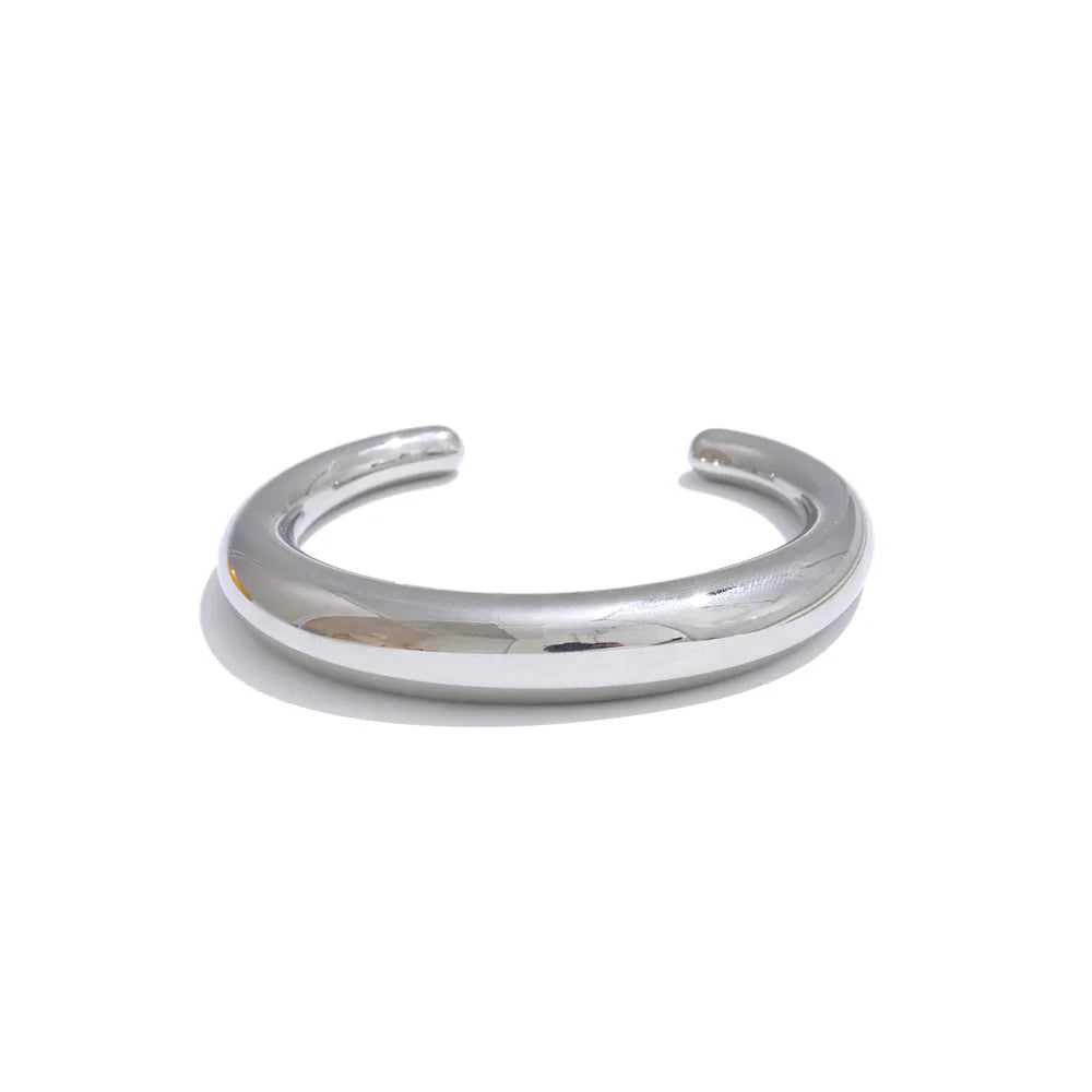 Yhpup 62mm Stainless Steel Smooth Expensive Chunky Cuff Open Bracelet Bangle Statement Texture High Quality Jewelry Gift